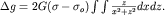 $ \Delta g = 2G(\sigma - {\sigma }_{o} )\int\limits\int\limits \frac{z}{{x}^{2} + {z}^{2} } dx dz .$