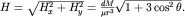 $H=\sqrt{H_{x}^{2} +H_{y}^{2} } = \frac{dM}{\mu {r}^{3} }\sqrt{1+3\cos^{2} \theta } .$