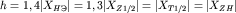 $h = 1,4|{X}_{H} | = 1,3|{X}_{Z1/2} | = |{X}_{T1/2}| = |{X}_{ZH} |$