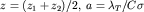 $z = ({z}_{1} + {z}_{2} )/2,\; a = {\lambda }_{T} /C\sigma$
