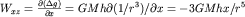 ${W}_{xz} = \frac{\partial (\Delta g)}{\partial x} =GMh\partial (1/{r}^{3} )/\partial x=-3GMhx/{r}^{5}$