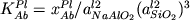 $K_{Ab}^{Pl} = x_{Ab}^{Pl} / a_{NaAlO_2}^{l2} (a_{SiO_2}^{l2})^3$