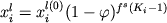 $x_i^l=x_i^{l(0)} (1 - \varphi)^{f^s (K_i-1)}$