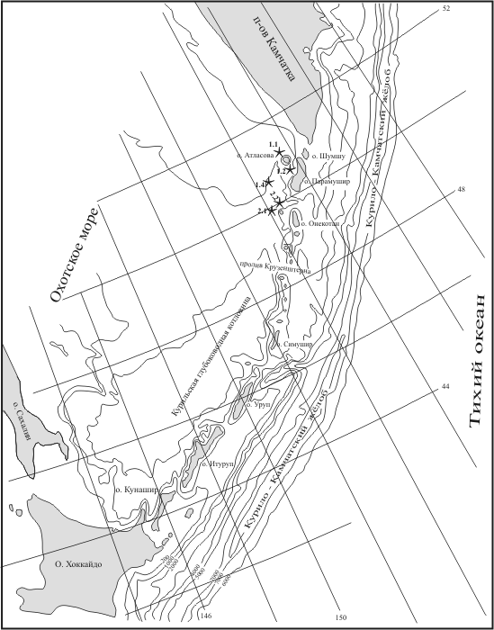 Статья: Геомагнитные исследования позднекайнозойских подводных вулканов северной части Курильской островной дуги