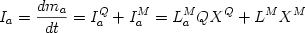  \begin {displaymath} I_a = {{dm_a} \over {dt}} = I_a^Q + I_a^M = L_a^MQ X^Q + L^M X^M \end{displaymath} 